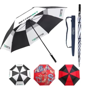 30-Inch Auto-Open Golf Umbrella with Custom Logo Print, Windproof, Heavy-Duty