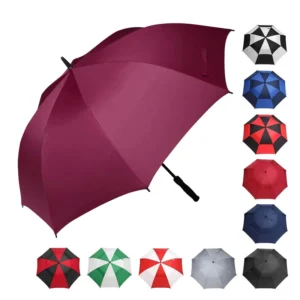 30-Inch Auto-Open Oversize Custom Logo Windproof Double-Layer Fiberglass 8-Rib Golf Umbrella