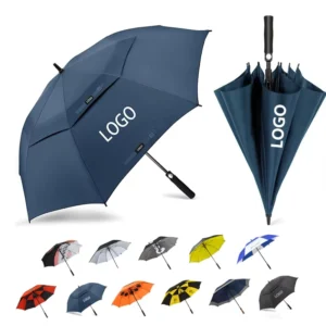 30-Inch Automatic-Open Double-Canopy Fiberglass Windproof Waterproof Golf Umbrella