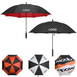 30-Inch Automatic-Open Double-Layer Golf Umbrella, Windproof, Waterproof, Pongee, Custom Logo