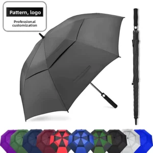 30-Inch Double-Layer Breathable Golf Umbrella, 190T Nylon, EVA Handle, 8 Ribs, Automatic Open