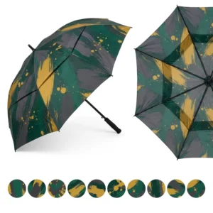 30 Inch Double Layer Fiberglass Straight Umbrella Windproof Vented Waterproof Lightweight Sturdy 8 Ribs Large Sports Adults