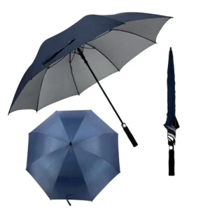 30 Inch Full Fiberglass Windproof Golf Umbrella with Silver UV Coating and EVA Handle