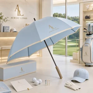30 Inch Korean Japan Style Wood Handle Fiberglass Frame 190T Pongee Silk Screen Golf Umbrella