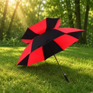 30 Inch Large Windproof Vented Canopy Semi-Automatic Long Straight Umbrella with 190T Nylon for Business Advertising