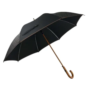 30 Inch Large Wooden Golf Umbrella with 8K*2 Double Ribs and 210T Pongee Fabric