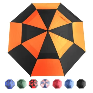 30 Inch Plain Black J-Type Golf Umbrella, Windproof, Outdoor Use