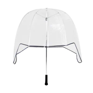 30-Inch Stick Helmet-Style Clear Dome Umbrella with Wood Straight Handle