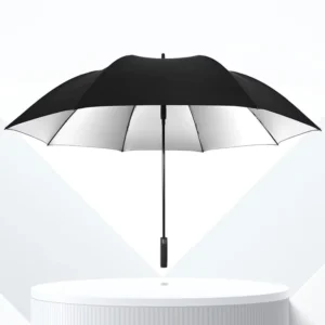 30 Inch Windproof 75mph Semi Auto Open Fiberglass Frame Sliver Coating UV Protection Golf Umbrella Custom Logo Printing