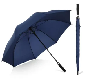 30-Inch Windproof Fiberglass Black Golf Umbrella