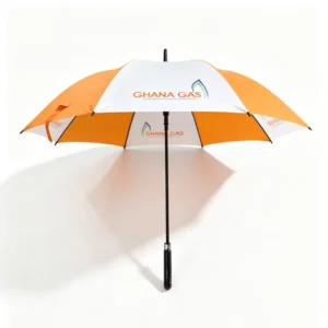 30 Inch Windproof Orange Umbrella with Custom Logo Pongee Material Portable