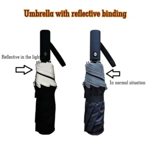 3027 Reflective 3-Fold Auto Open Close Foldable Umbrella Factory Supply