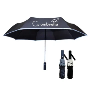 3027 Semi-Automatic Three-Fold Gift Umbrella, Portable Pongee Material, Custom Logo Printing, Classic Design, 8