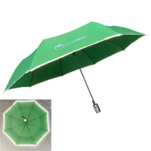 3034 Factory Supply Windproof Auto Open Reflective 3-Folding Umbrella with Custom Logo
