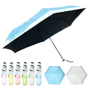 3093 Portable Manual-Open Pongee Umbrella Carbon Ribs UPF 50+ Black Coating