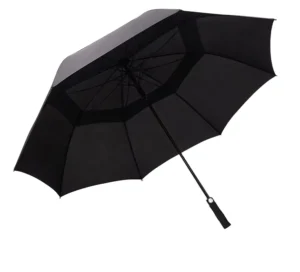 34 Inch High Quality Black Windproof Golf Umbrella Extra Large Double Layers with Air Vented Design