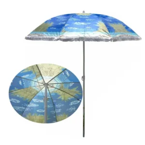 34 Inch Small Polyester Beach Umbrella with Tassels and Bag