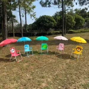 35*37*51CM Outdoor Camping Folding Baby Beach Chair with Umbrella, Cartoon Sunshade