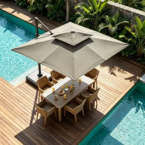 360 Degree Rotating Cantilever Patio Umbrella with UV-Resistant Fabric for Dining and Pool Areas