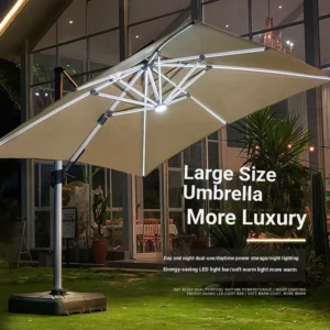 360-Degree Rotating Manual Roman Offset Patio Umbrella, UV-Resistant, Windproof Fabric