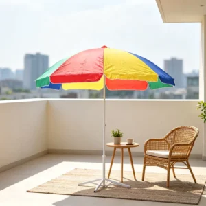 360-Degree Rotation Clamp Beach Umbrella 120cm 130cm Multicolor Adjustable Folding Outdoor Sunshade