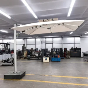 360° Rotating Aluminum Umbrella with LED Lights for Restaurants