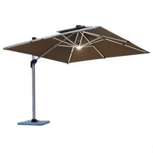 360° Rotating Solar LED Patio Umbrella – Extra Large Cantilever Market Umbrella for Garden