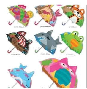 3D Cartoon Children’s Umbrella with Plastic Handle and Metal Frame