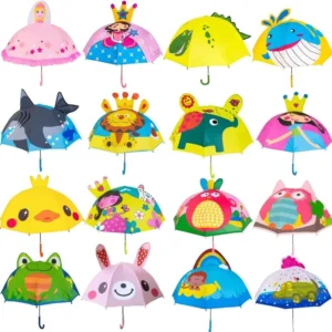 3D Cartoon Ears Children’s Umbrella with Plastic Long Handle Animal Kids Umbrella for Kindergarten