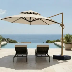 3M Aluminum Pole Anti-UV 360-Degree Rotating Waterproof Patio Umbrella for Hotel and Dining