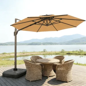 3M Cantilever Umbrella Dual-Top Aluminum Pole Waterproof UV Protection Hotel Courtyard Parasol