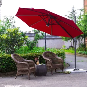 3M Modern Design Outdoor Hanging Parasol Custom Solar Powered Offset Cantilever Umbrella 360-Degree Sunshade Hotel Courtyard