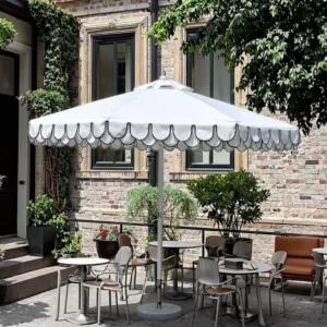 3M Radius Outdoor Patio Umbrella with Scallop Design, Custom Printed, Waterproof, for Hotels, Gardens, Parks