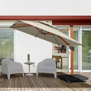 3X3M Crank Lift Parasol Patio Umbrella, Outdoor Rectangle Large Cantilever, Waterproof Windproof, for Garden and Park