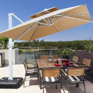 3m Aluminum Alloy Square Waterproof Outdoor Patio Umbrella with LED Sunshade
