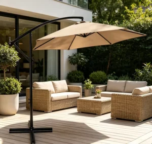 3m Cantilever Offset Banana Hanging Parasol for Outdoor Hotel, Backyard, and Poolside