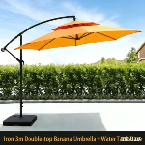 3m Heavy-Duty Iron Double-Top Oxford Waterproof Foldable Banana Umbrella Tent for Indoor and Outdoor Use