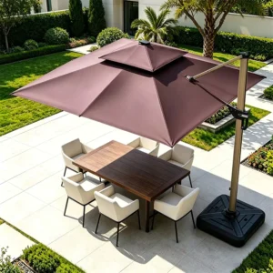 3m Large Waterproof Outdoor Garden Umbrella with Aluminum Cantilever Stand for Restaurant Patio and Beach