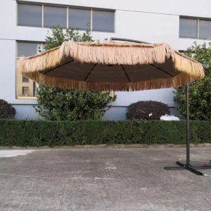 3m Semi Automatic Folding Outdoor Sunshade Polyester Cloth Stainless Steel Handle Beach Umbrella for Courtyard Villa Dining Cafe