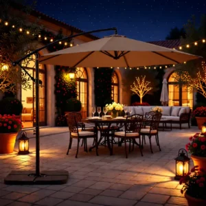 3m Waterproof Steel Patio Cantilever Banana Umbrella for Garden and Outdoor Use