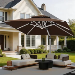 3x3M Aluminum Cantilever Patio Umbrella Anti-UV Waterproof Windproof for Outdoor Patio Deck Pool