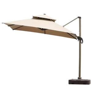 3x3M Aluminum Roma Double-Layer Waterproof Cantilever Sun Umbrella