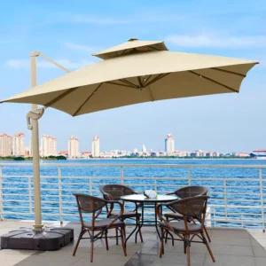 3x3m Outdoor Square Aluminum Center Pole Parasol Custom Print Market Parasol Umbrella for Restaurant Use Beach Garden