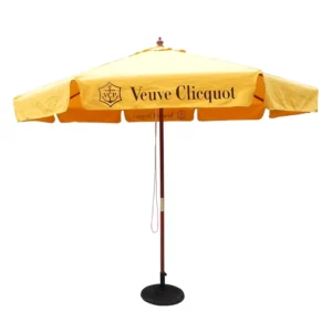 3x3m Outdoor Wooden Beach Umbrella with Center Pole and Hand Pull String