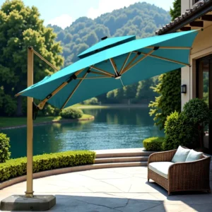 3x3m Solar LED Cantilever Umbrella for Outdoor Commercial Use in 6 Colors