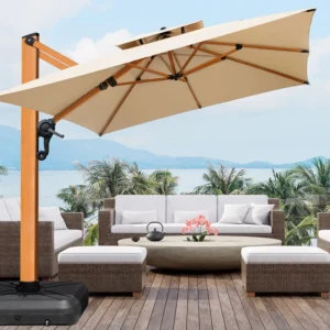 3x4m Aluminum Frame Outdoor Square Patio Umbrella for Courtyard, Swimming Pool, and Backyard