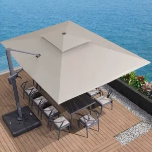3x4m Side Pole Cantilever Sun Parasol Garden Furniture Umbrella with LED