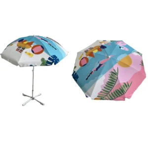 40 Inch Portable Beach Umbrella 210D Oxford Siver Coating Windproof Sun Shade with Adjustable Tilt for Outdoor Pool