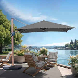 4×3m Outdoor Roman Parasol, Aluminum Pole, Sunshade, Solar Light, for Resorts