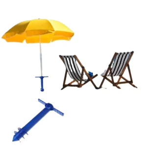 45-Inch Classic Adjustable Aluminum Outdoor Beach Umbrella with Sand Screw Anchor and Manual Operation